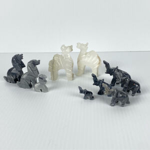 Soap Stone Animal Carvings 10 piece LOT Camels Dogs Elephants